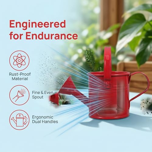 Image of DOITOOL 2 Pack Kids Metal Watering Can for Gardening, Small Iron Watering Can Set for Indoor Outdoor Plants, Mini Toddler Water Pot for Succulents Houseplants Bonsai (Blue, Red)