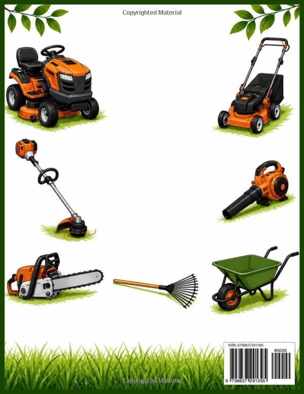 Lawn Tools And Lawnmower Coloring Book For Kids: Mower Gear, Landscaping Vehicles, Mowing Equipment image 3