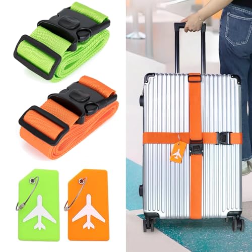 Luggage Straps for Suitcases,TSA Approved Adjustable Suitcase Belts,78" Long Travel Packing Belt with Double Buckle Closure Baggage Security 4 PCS Straps + 2 PCS Luggage Tags - Image 6