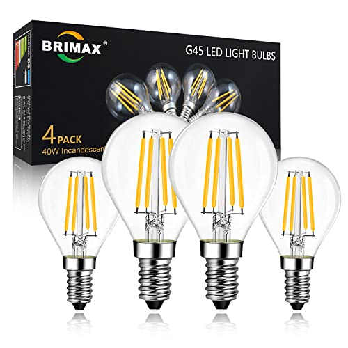 BRIMAX E14 Bombilla Vintage LED, 4W ( Equivalente a 40W ), Blanco Cálido 2700K 400lm, G45/P45 Bombillas Decorativas Regulable - 4 Unidades (UK-4×G45) Cover