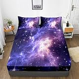 NiuOne Lightning Colorful Fitted Sheet Full Size Bed Sheets Boys Lightning Star Boy Sheet Galaxy Kids Sheets 3D Printed Washable Machines