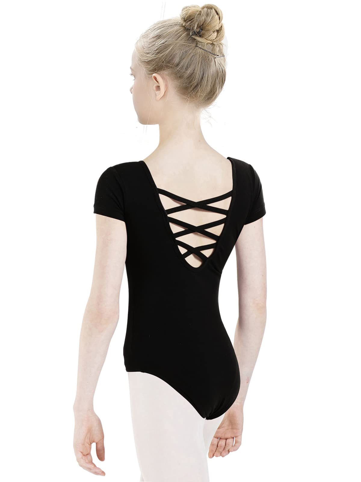 Maillot de ballet Maillot de baile para niñas mujeres Leotardos de gimnasia de algodón de manga corta talla 100-170