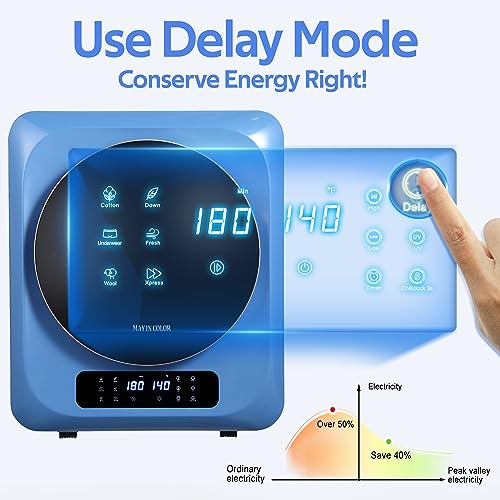 Portable Dryer for Clothes, 8.8 lbs Capacity Front Load Compact Laundry Dryer with LCD Display and Stainless Steel Drum, 850W Electric Dryer Machine for Apartment, Home, Dorm, RV, Blue