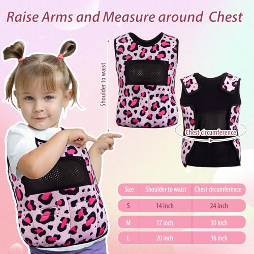 Image of Janmercy Weighted Vest for Kids Ages 2 to 9 Adjustable Neoprene Compression Vest Removable Weights Breathable Comfort Toddler(Leopard Print,Small,Pink)