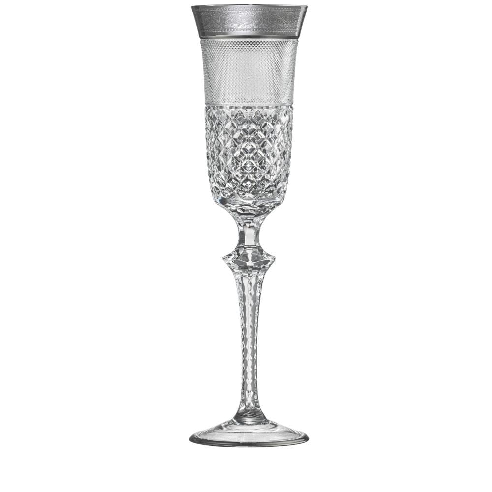 ARNSTADT KRISTALL Rococo Flûte à champagne en Verre Cristal soufflé à la bouche 25,3 cm Fabriqué à la main en Allemagne Avec bordure en platine véritable