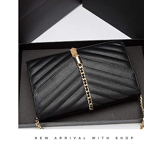 Yxbqueen Black Quilted Purse Shoulder Bag Vegan Leather Handbags Clutch Purses For Women (Black) #TOP3
