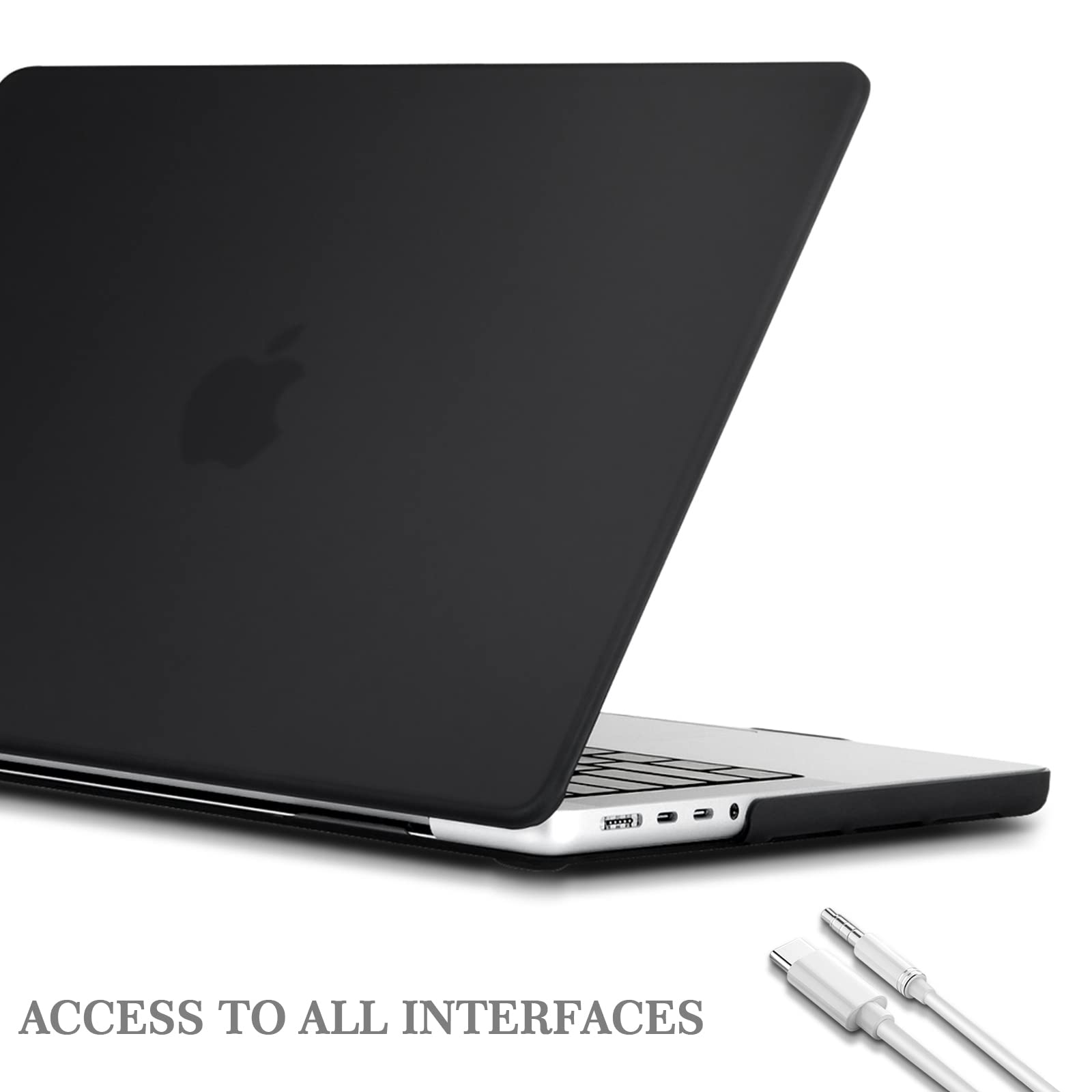TECOOL Custodia per MacBook PRO 16 Pollici 2023 2021 A2991 A2780 A2485 con Chip M3 M2 M1 Pro/Max, Case Cover Opaca Rigida Plastica Ultrasottile e Copritastiera Silicone Italia Layout, Nero