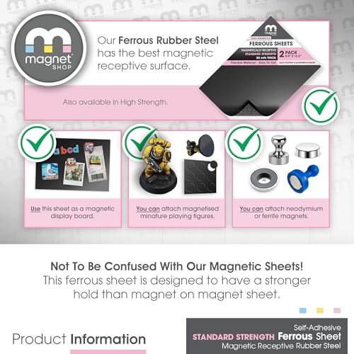 Image of TMS Magnet Receptive Sheets with Adhesive Backing for Craft and Magnetic Miniatures Storage | Flexible Rubber Sheet Metal | 5 Pack, 30 mil Thick, 8.5 inch x 12.3 inch | Fits Inside US Really Useful Box