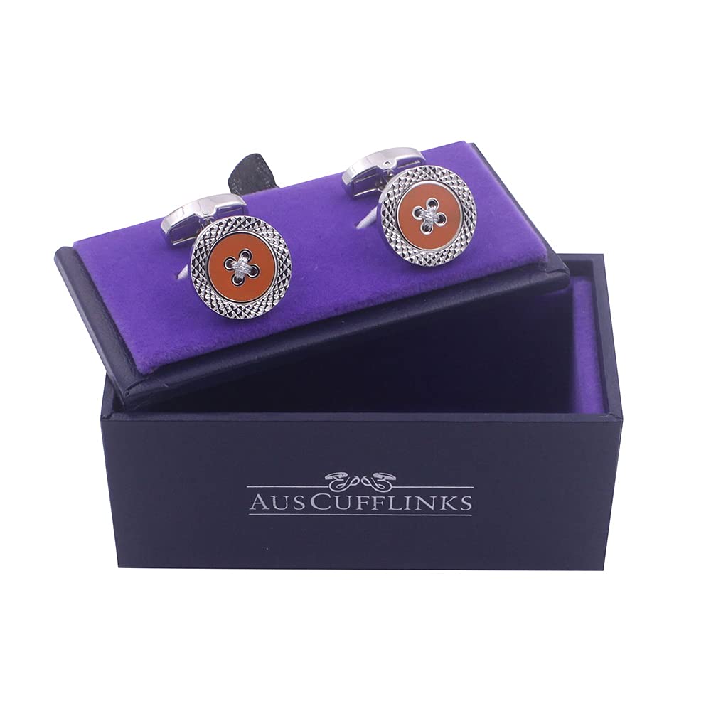 Boutons de manchette orange | Cadeau pour mari pour homme | Cadeau d'anniversaire pour papa