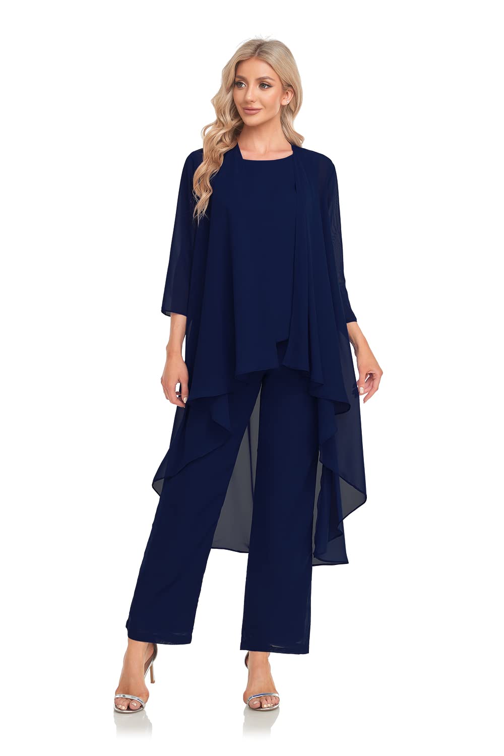 VK SelecWomen's 3 Pieces Chiffon Mother of The Bride Dress with Jacket Chiffon Formal Evening Dresses TZ2101 Burgundy