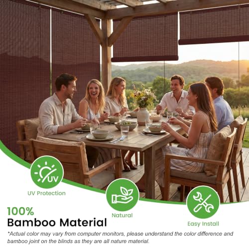 Image of BAYUE Bamboo Blinds, Roll Up Window Shades with Light Filtering for Home