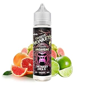 E-Liquide Harambae 50ml – Twelve Monkeys – Sans tabac ni nicotine – Vente interdite aux personnes âgées au de moins de 18 ans – 0 MG – Genre : 40-70 ml