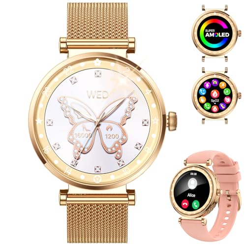 Smart Watch for Women AMOLED Ultra-Clear Display, Smart watches with 110+ Sports Modes/Heart Rate/Sleep Monitor, Smartwatch IP68 Waterproof for iPhone/Samsung/Android
