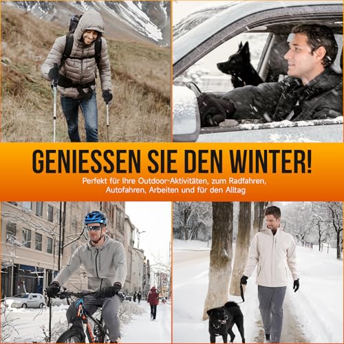 PULIOU Handschuhe Herren Damen Winter Warme Fahrradhandschuhe Winterhandschuhe Fahrrad Handschuhe Sporthandschuhe Laufhandschuhe Touchscreen Winddichte rutschfest Elastisch L
