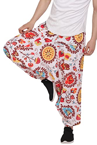Image of Whitewhale Men's Cotton Solid Harem Pants Yoga Trousers Hippie Pant