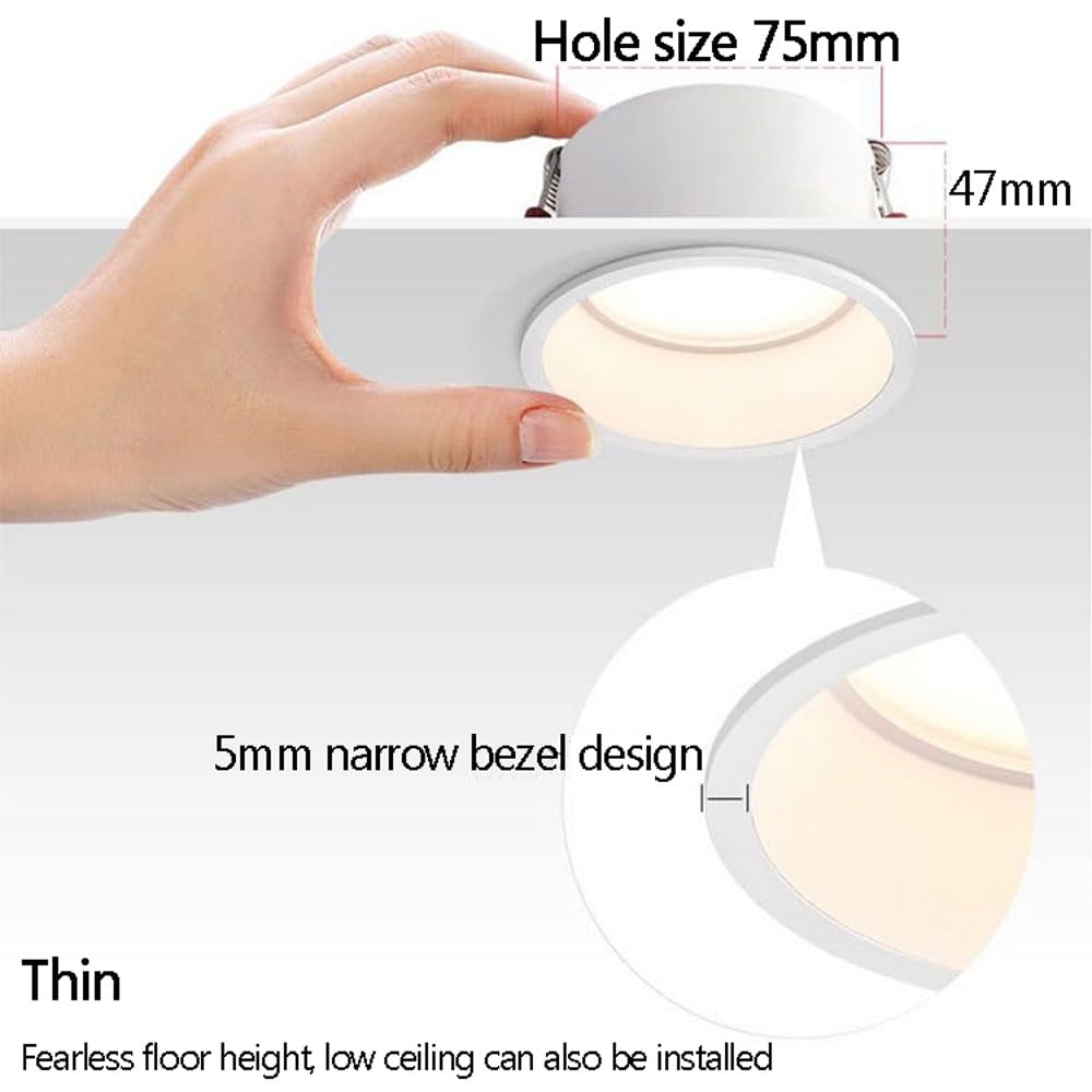 Downlight Empotrable Antideslumbrante Ultrafino, Luz De Techo Empotrable Totalmente De Aluminio, Iluminación Empotrada LED Downlight, Luz De Borde Estrecho Que Protege Los Ojos para El Pasillo