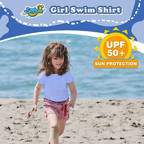 Girls Rash Guard Short Sleeve, Light Purple UPF 50+ Sun Protection Rashguard Slim Fit Swim Shirt Fishing Surf Quick Dry Cool Beach Clothes for Toddler Youth Kids Size 10-12 Years2