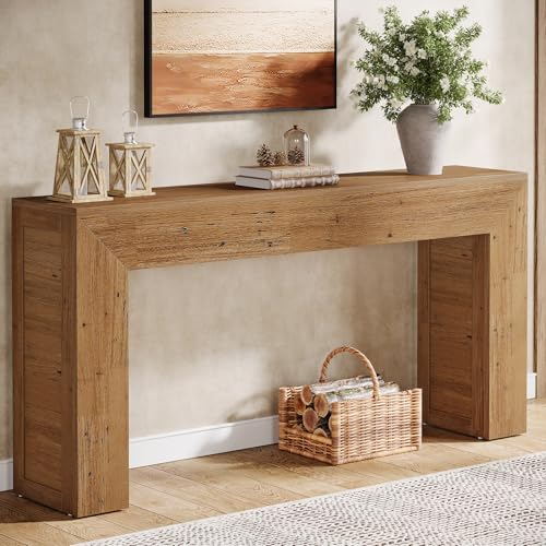 Tribesigns Tavolo consolle da 160 cm, tavolino da corridoio in legno dietro il divano, tavolo d'ingresso industriale per ingresso, corridoio, foyer, soggiorno, luce bruin