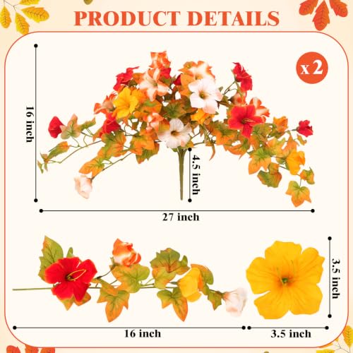 Artificial Fall Flowers UV Resistant Outdoor Porch Window Box Decor 2pcs - image 3