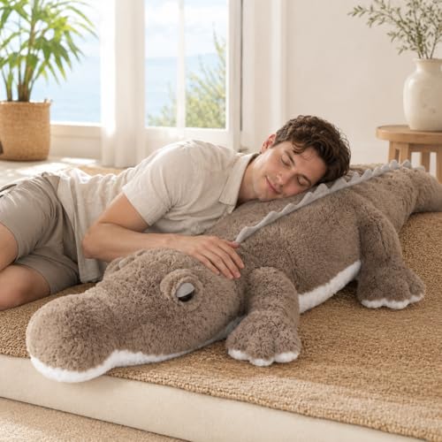 Image of MorisMos 59inch Giant Alligator Stuffed Animal, Large Alligator Plush Toy, Big Stuffed Crocodile Gifts Kids Boys Girls