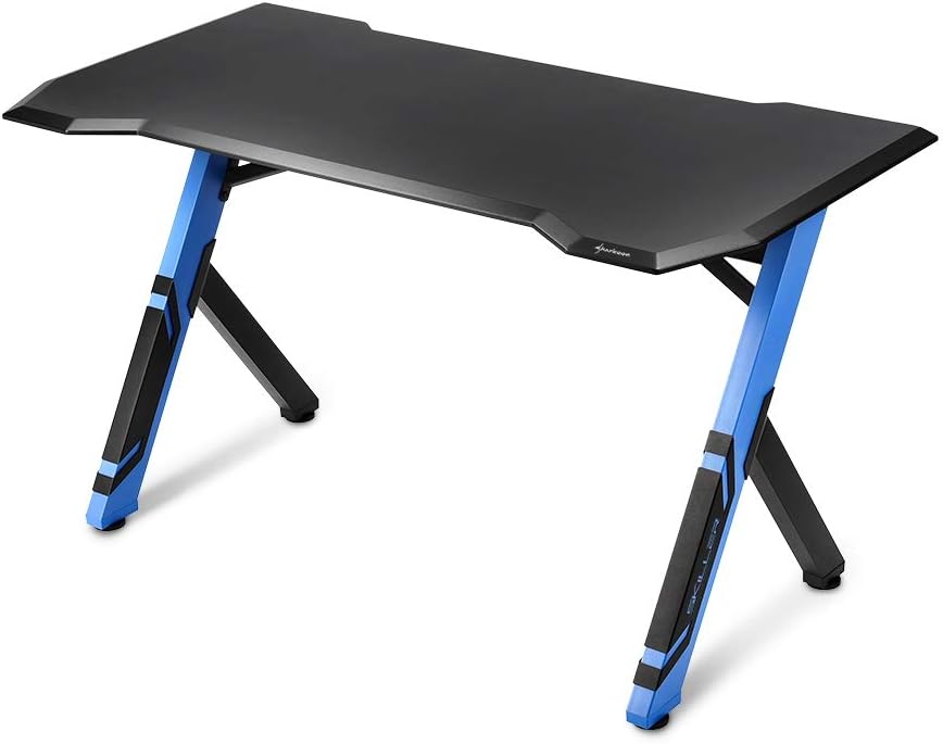 Sharkoon Skiller SGD1 Gaming Desk, Robust and Adjustable, Integrated Cable Management - Black/Blue