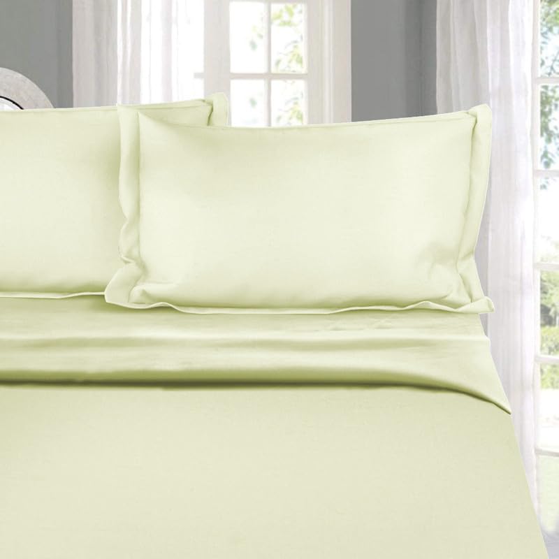 Image of Naksh 100% Cotton 210 TC Plain Elastic Fitted Bedsheets Super King Size 78 x 72 Inches, Ivory | 1 Elastic Bedsheet King Size Cotton & 2 Pillow Covers |Super King Size Bedsheet