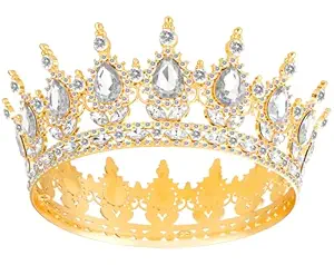 Crown for Women, Queen Crown Tiara for Princess Party (Gold White)