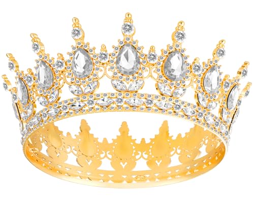 Crown for Women, Queen Crown Tiara for Princess Party (Gold White)