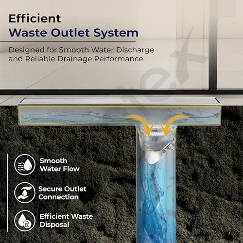 Image of Plantex 304 Grade Stainless Steel Tile Insert Shower Drain Channel /12x4 Inches Waste Water Floor Drain /Invisible Shower Drain Channel with Cockroach Trap - (BH-4104, Chrome)