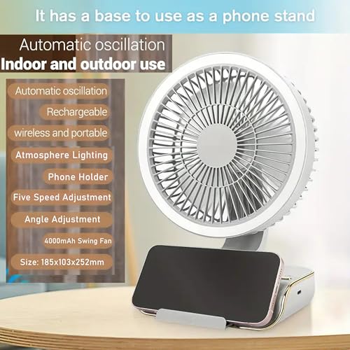 Image of Zemic 4000mAh High Speed ๐๐๐๐ก๐๐ซ๐ ๐๐๐๐ฅ๐ Table Fan for Home, ๐๐ฌ๐๐ข๐ฅ๐ฅ๐๐ญ๐ข๐ง๐ ๐๐๐ง with ๐๐๐ ๐๐ข๐ ๐ก๐ญ | ๐๐๐ ๐๐๐ซ๐ฌ๐จ๐ง๐๐ฅ Fan, ๐๐๐ฆ๐จ๐ญ๐ Control ๐ ๐๐ฉ๐๐๐ (White)