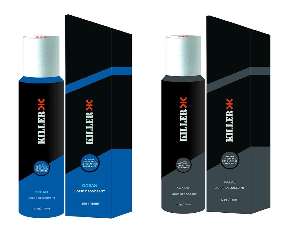 Killer Ocean and Wave Liquid Deodorant, 150ML Each (Pack of 2)