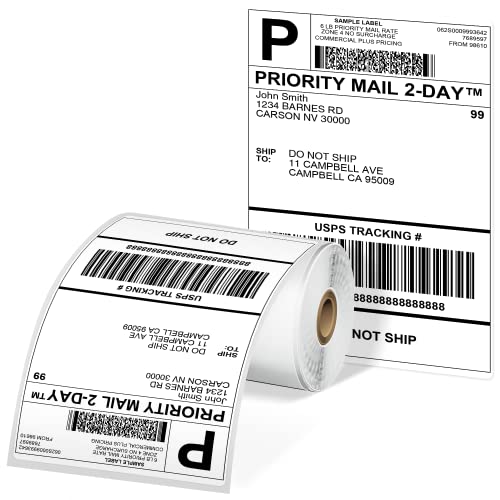 Image of 100 PCS 4x6 Thermal Label Roll - White 4 inchx6 inch Labels Shipping Supplies Labels for Thermal Label Printer - Permanent Adhesive Thermal Shipping Label for Shipping Packages - Water /Oilproof Mailing Labels