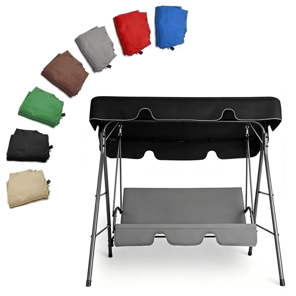 RTVGNSZSJL 77x49in 64x45in Porch Swing Canopy Replacement Outdoor Patio Swing Cover Universal Garden Swing Replacement Canopy Waterproof Oxford Fabric(Black,75x52x6in-190x132x15cm)