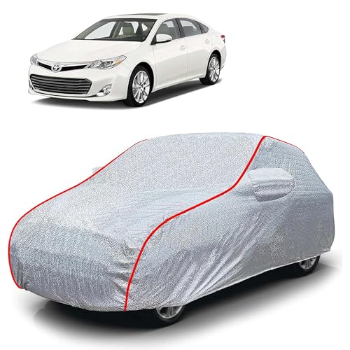 Image of Sulfar 100% Waterproof Car Body Cover Compatible with Mirror for Toyota Avalon (Triple Stitched, Full Bottom Elastic, Magic Silver with Red Piping)