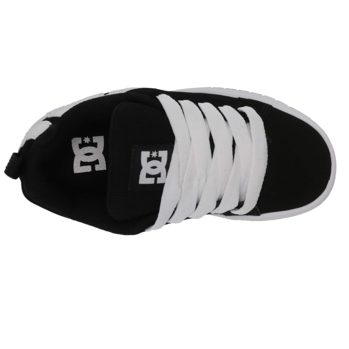 DC Boys Court Graffik Skate Shoe, Black/White, 5 Big Kid US