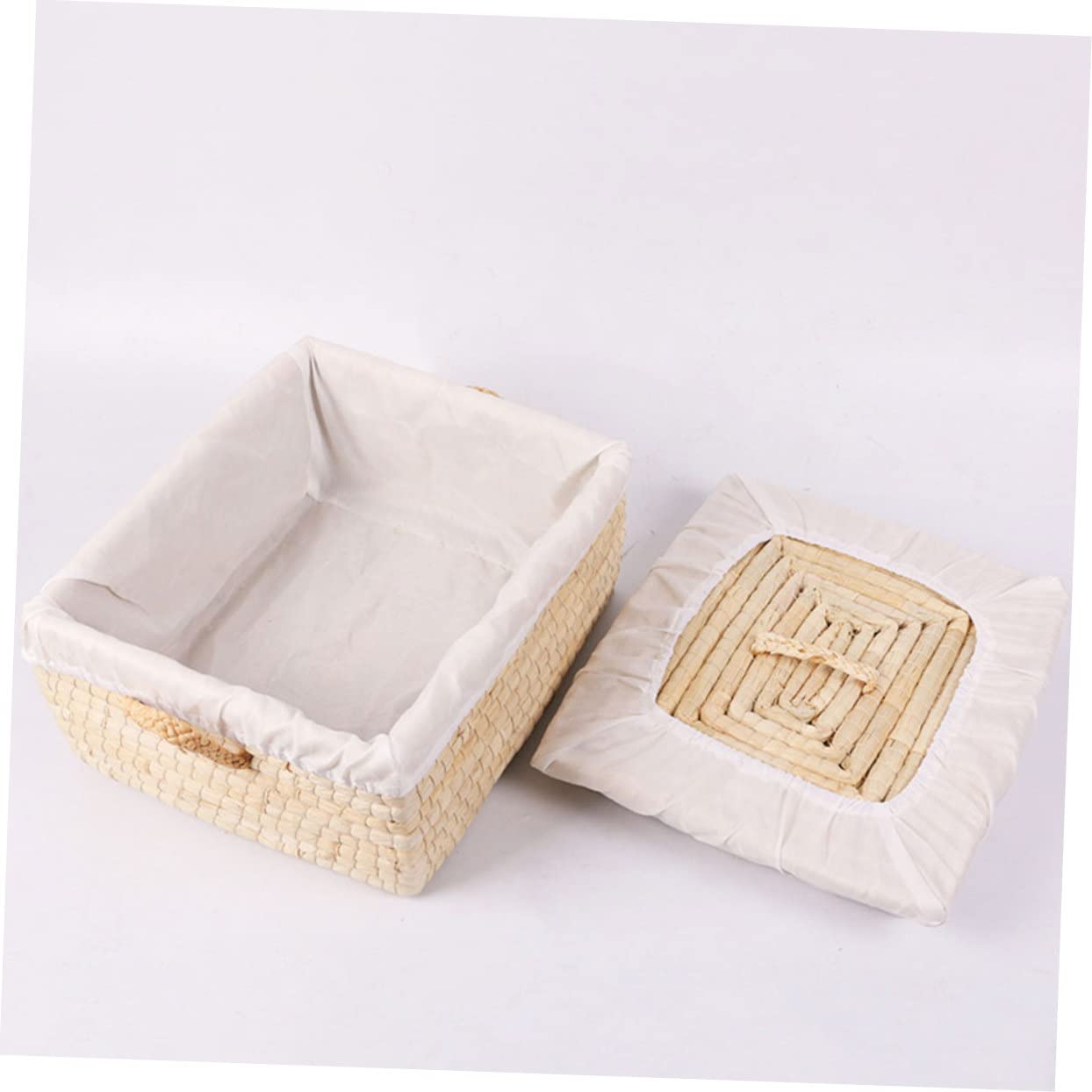 ABOOFAN Cesta De Almacenamiento De Pan De Ratán con Tapa para 5-10 Bollos Cesta De Almacenamiento Natural Contenedor De para El Hogar Color Beige