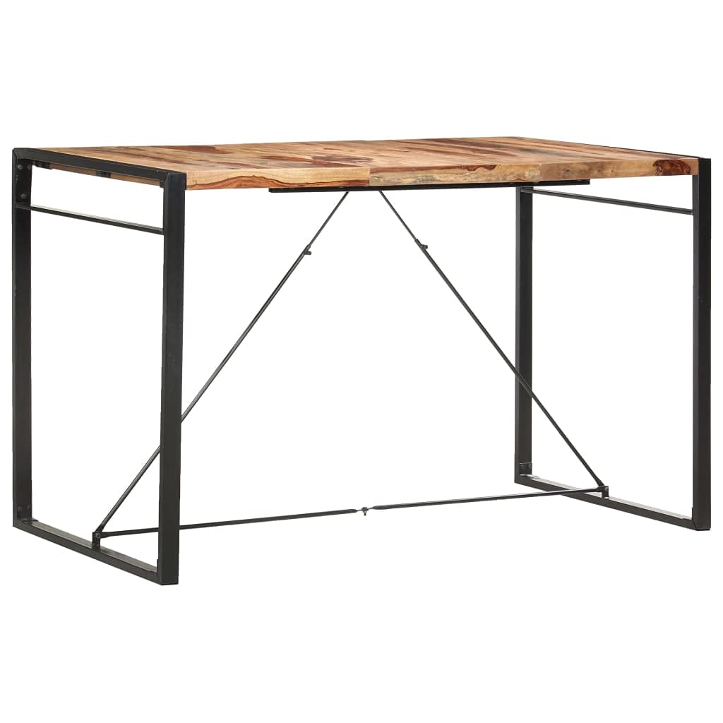 Mesa de bar de 180 x 90 x 110 cm, mesa alta de madera maciza de acacia de diseño industrial, mesa alta resistente con patas de acero, mesa hecha a mano para cocina y comedor
