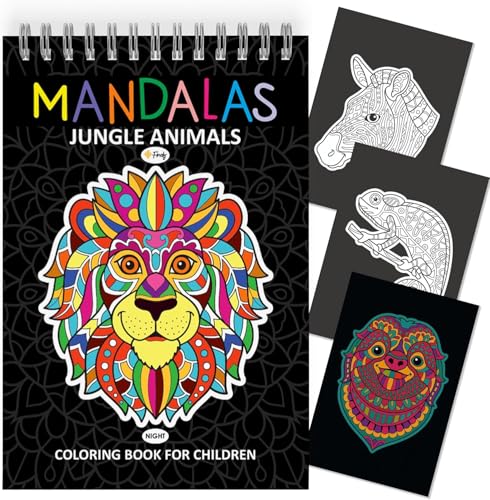 Finoly Mandala da Colorare per Bambini Creativita e Mindfulness | Libro Mandala da Colorare Bambini Riduce lo Stress | mandala Animali A4 Rilegatura Spirale