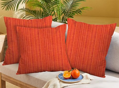 Image of nissi Cotton Plain Cushion Covers, 16x16 inches, Set of 3, (3, Orange, 16x16 inches)