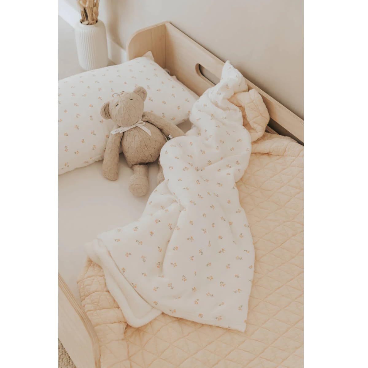 BAMBOOM Sábana para cuna de 110 x 140 cm con funda de almohada Print Rosehip