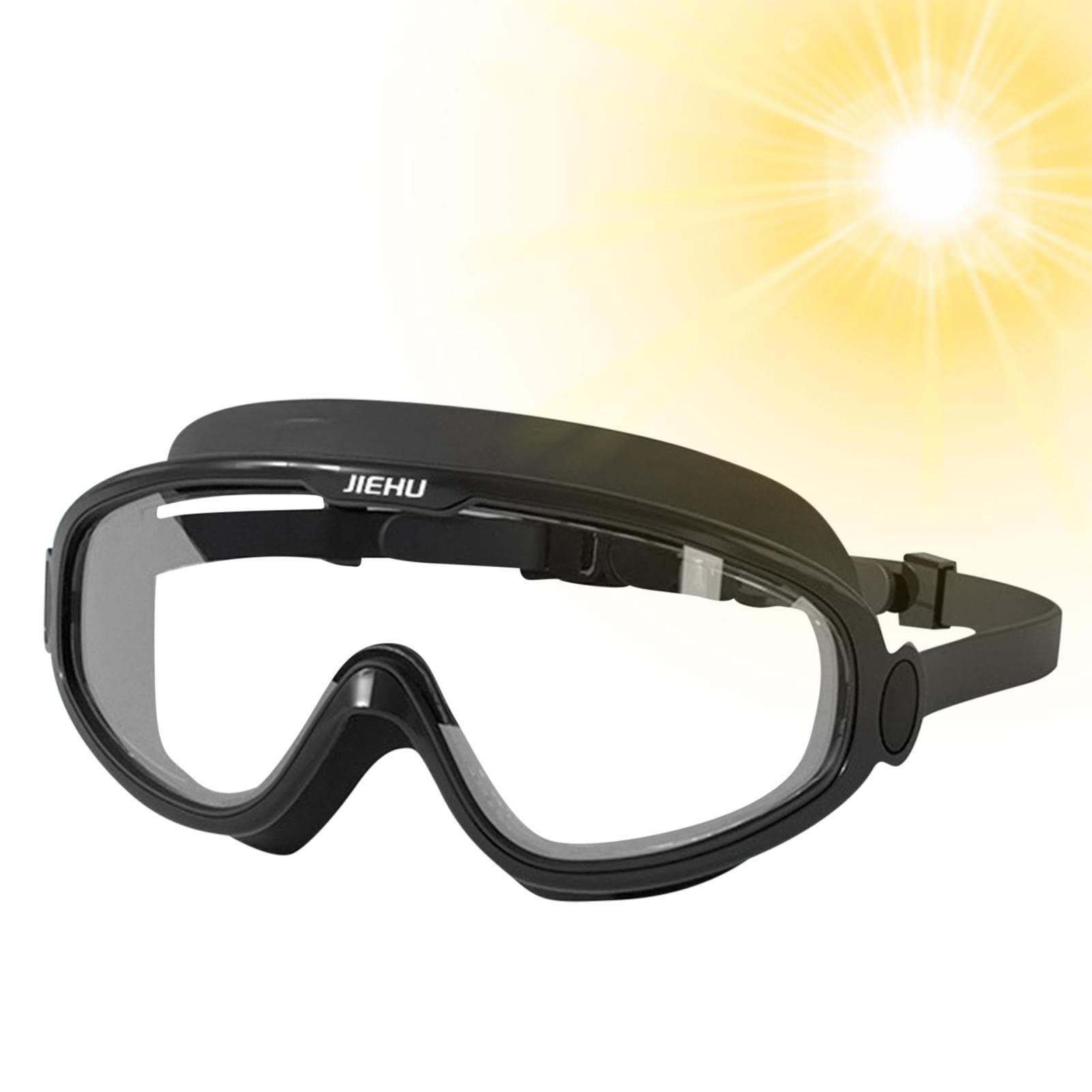 Woteg Men's 8228 Smoke Black Swim Goggles, Anti-Uv Leak Proof Big Frame Adult Swim Goggles, Comfortable Swimming Goggles With Anti-Fog Anti-Uv For And Wo