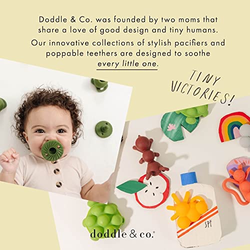 Doodle & Co. Pop & Go Pacifier for New Born Babies with Built-in Case | Pinch to Close Version | 100% Silicone for Infants | Helps Promote Oral Development | Plastic Free