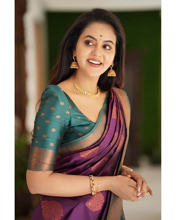 Image of Jaanvi fashion Women's Banarasi Silk Sarees With Zari Jacquard Work & Blouse Piece