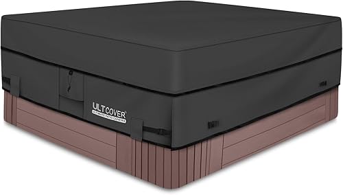 Ultcover Cubierta cuadrada de poliéster 600D, impermeable, para bañera de hidromasaje de exterior, 85 x 85 pulgadas, negra