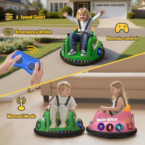 Image of ANPABO 12V Bumper Car for Kids, w /Remote Control, 360 Spin, Green