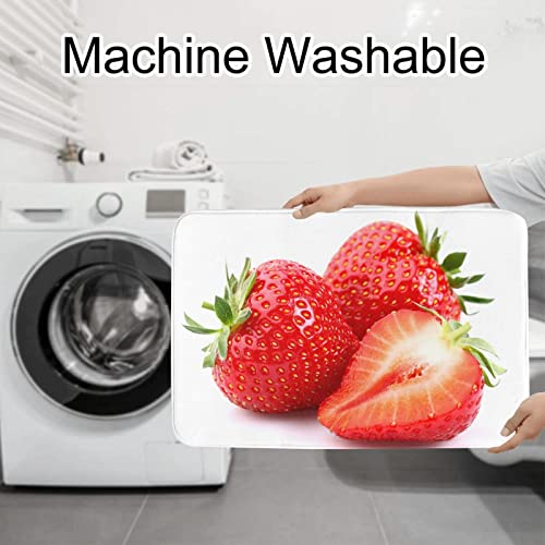 DEPILA Badezimmer 3-teiliges Badezimmerteppich-Set, frischer Erdbeerdruck, 3-teiliges Badezimmerteppich-Set, Badematte + Kontur + Toilettendeckelbezug, rutschfeste Unterlage Sets – Bild 8
