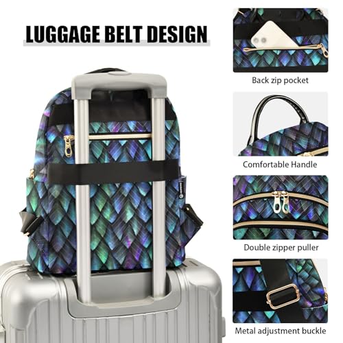 Image of Dragon Scale Mini Backpack Fashion Backpack Purse for Women,Handbag Shoulder Bag Casual Daypack, Ladies Gift for College Work (M)