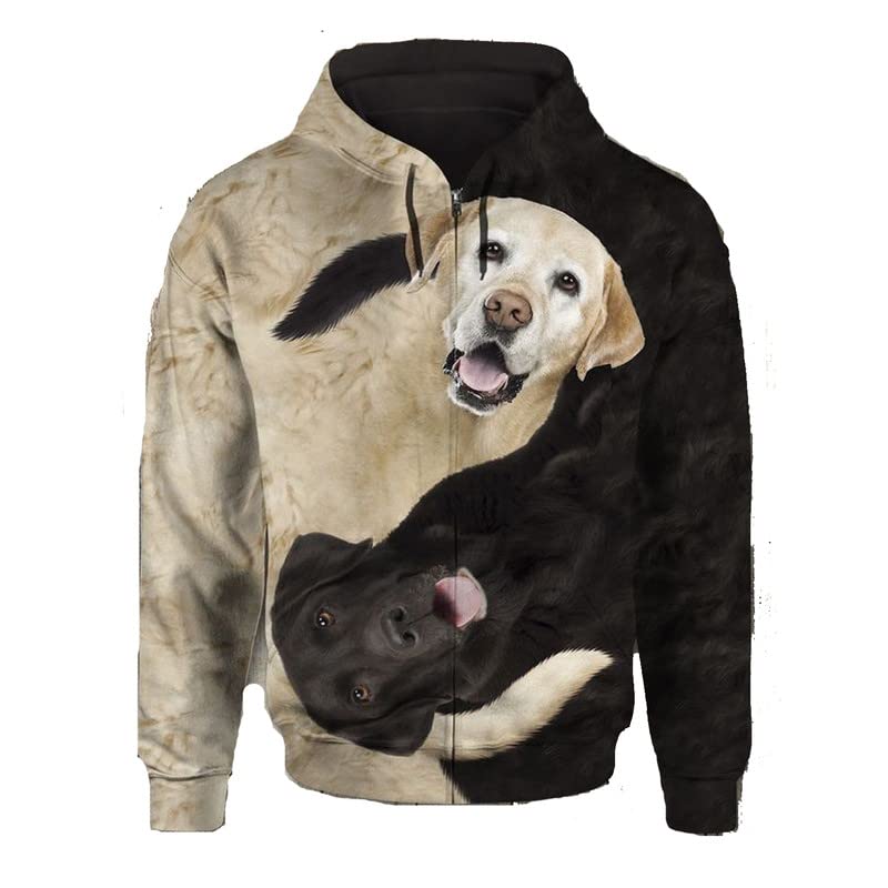 Sweat à capuche Labrador 3D noir pour vos balades matinales et moments de détente
