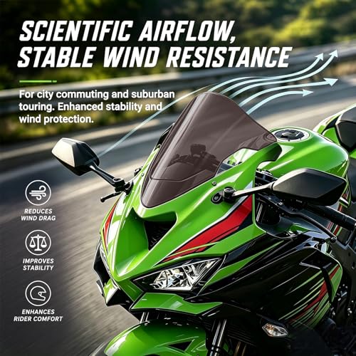 Image of PSLER Double Bubble windshield for 2024 2025 ZX6R Smoke | ZX6R accessory, motorcycle windscreen channels airflow to effectively reduce wind noise