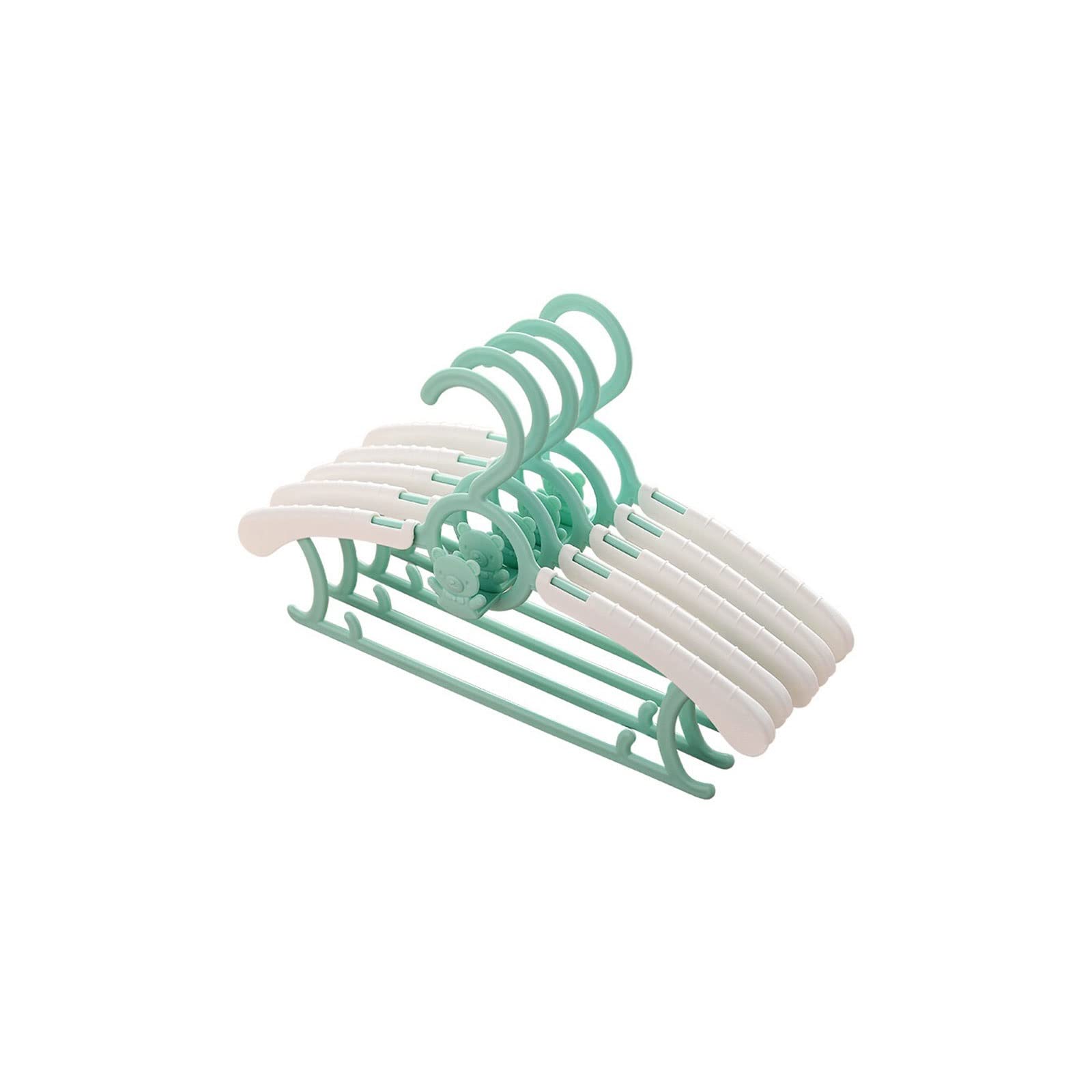 JINGYAN Standard Hangers 5PCS Clothes Hanger Windproof Non-slip Coats Clothing Organizer Racks Adjustable Plastic Display Hangers(Green)